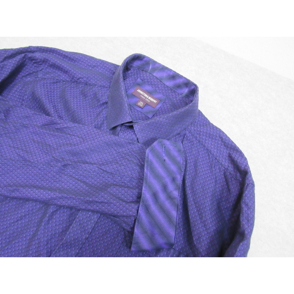Johnston & Murphy Mens XXL Purple Textured Cotton Button Down Shirt Long Sleeve